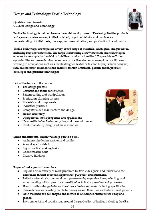 Design and Technology: Textile Technology Curriculum Information Page 1