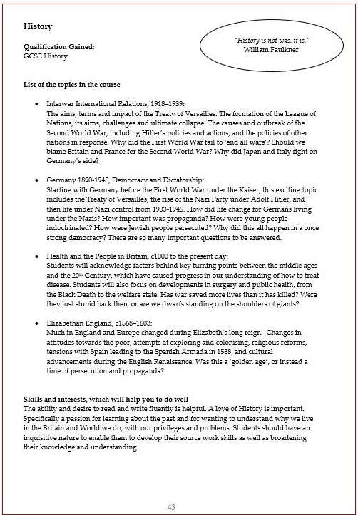 History Curriculum Information Page 1